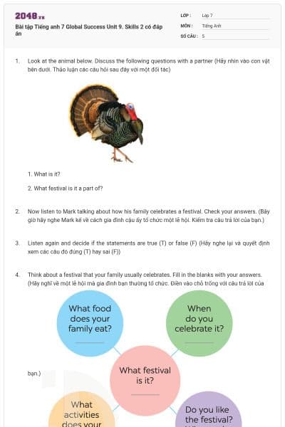 Bài tập Tiếng anh 7 Global Success Unit 9. Skills 2 có đáp án