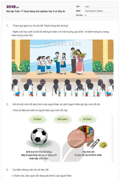 Bài tập Tuần 17 Hoạt động trải nghiệm lớp 3 có đáp án