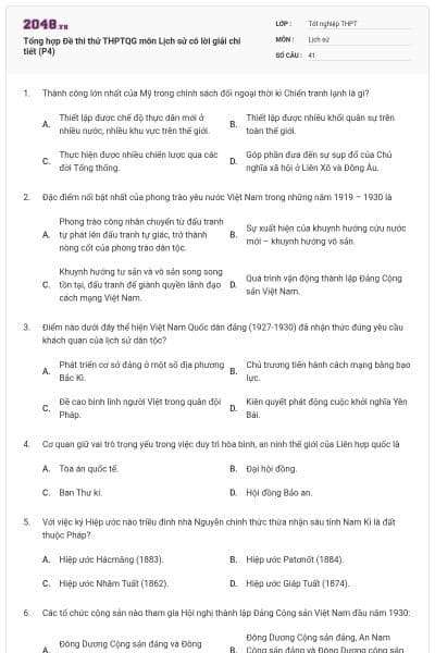 Tổng hợp Đề thi thử THPTQG môn Lịch sử có lời giải chi tiết (P4)
