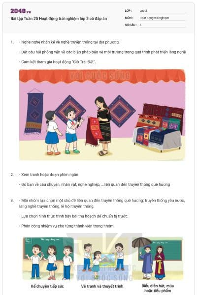 Bài tập Tuần 25 Hoạt động trải nghiệm lớp 3 có đáp án