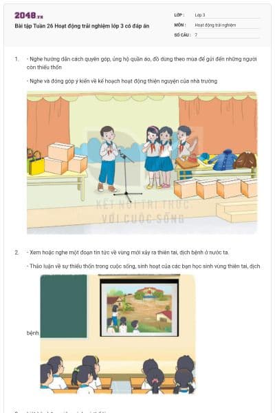 Bài tập Tuần 26 Hoạt động trải nghiệm lớp 3 có đáp án