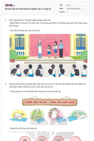 Bài tập Tuần 32 Hoạt động trải nghiệm lớp 3 có đáp án