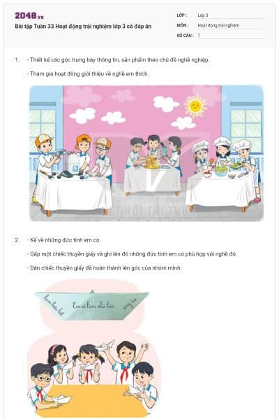 Bài tập Tuần 33 Hoạt động trải nghiệm lớp 3 có đáp án