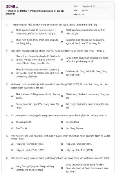 Tổng hợp Đề thi thử THPTQG môn Lịch sử có lời giải chi tiết (P4)