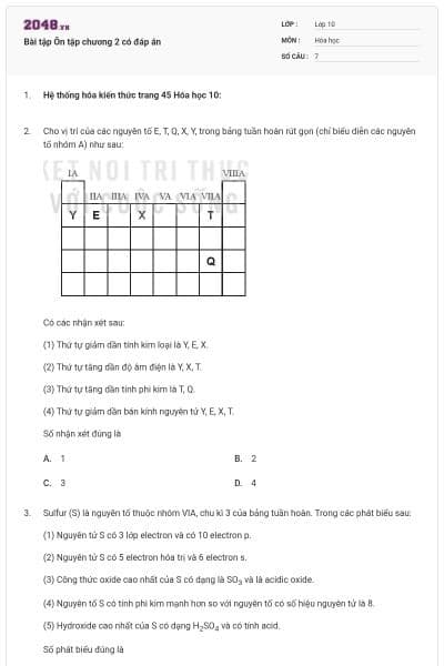 Bài tập Ôn tập chương 2 có đáp án