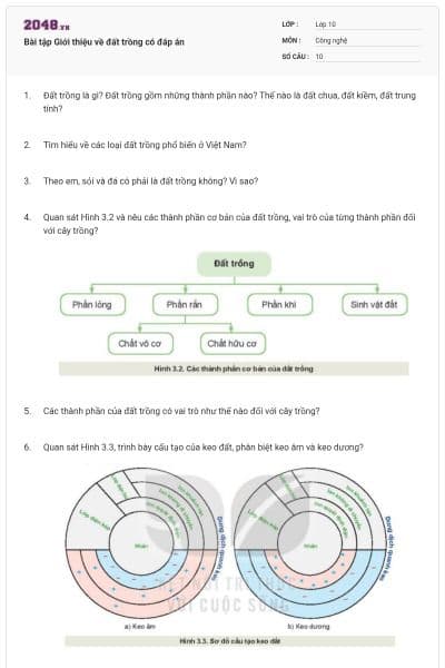 Bài tập Giới thiệu về đất trồng có đáp án