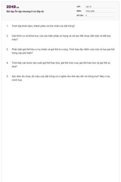 Bài tập Ôn tập chương II có đáp án