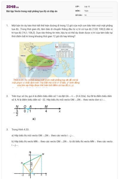 Bài tập Vecto trong mặt phẳng tọa độ có đáp án