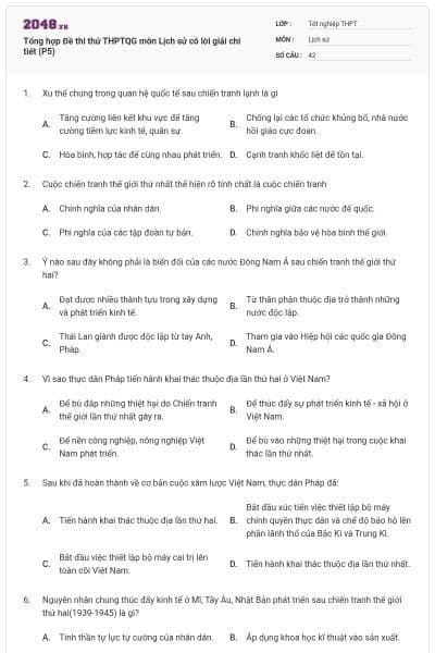 Tổng hợp Đề thi thử THPTQG môn Lịch sử có lời giải chi tiết (P5)