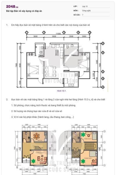 Bài tập Bản vẽ xây dựng có đáp án