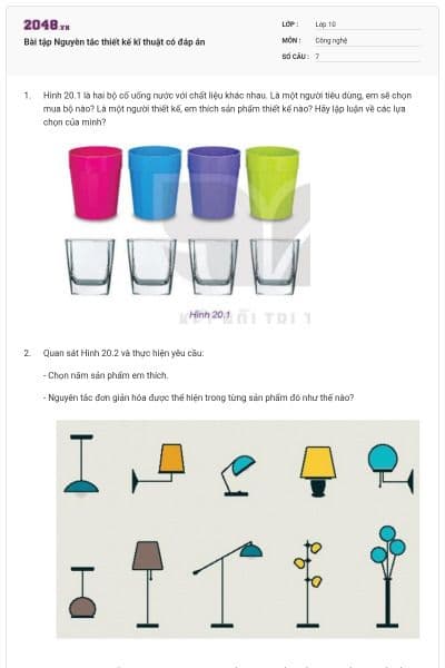 Bài tập Nguyên tắc thiết kế kĩ thuật có đáp án