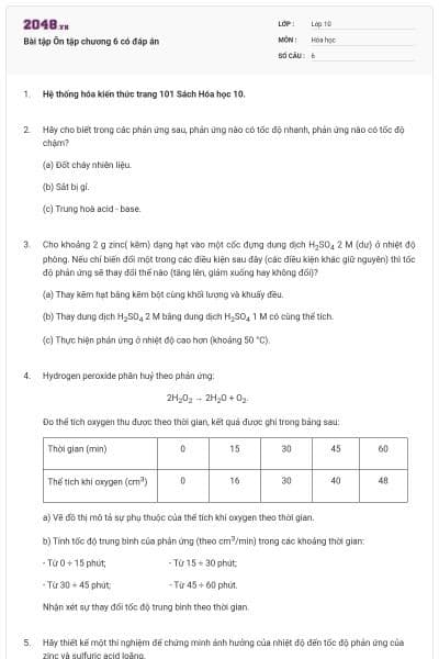 Bài tập Ôn tập chương 6 có đáp án