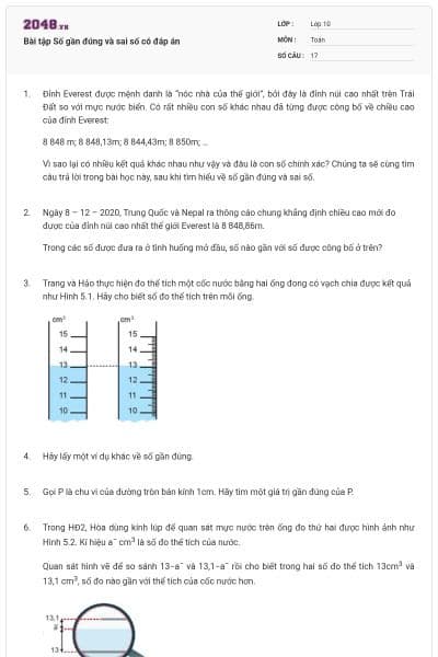 Bài tập Số gần đúng và sai số có đáp án