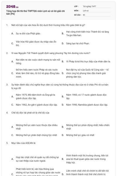 Tổng hợp Đề thi thử THPTQG môn Lịch sử có lời giải chi tiết (P6)
