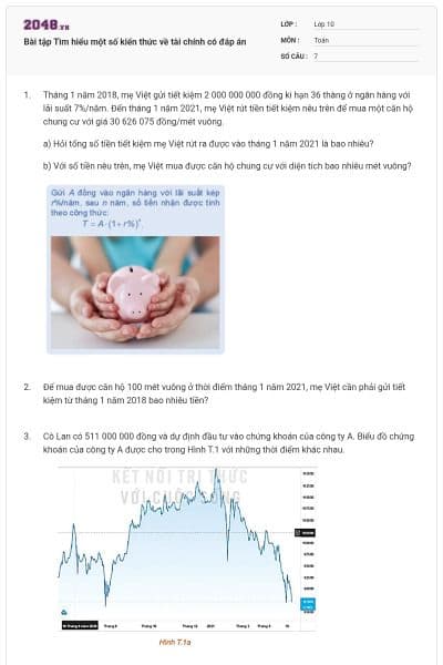 Bài tập Tìm hiểu một số kiến thức về tài chính có đáp án