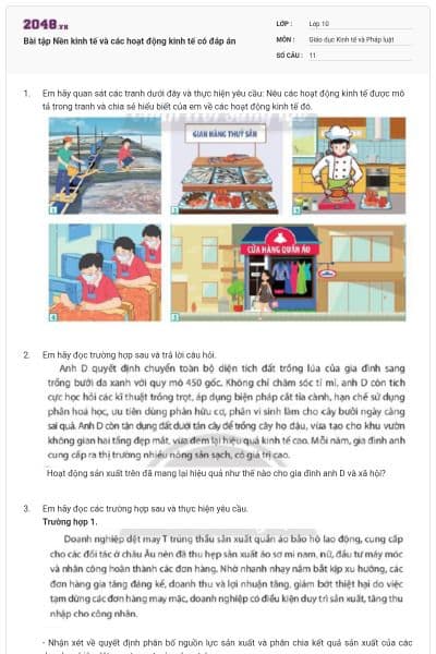 Bài tập Nền kinh tế và các hoạt động kinh tế có đáp án