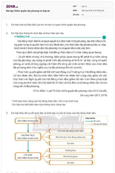 Bài tập Chính quyền địa phương có đáp án