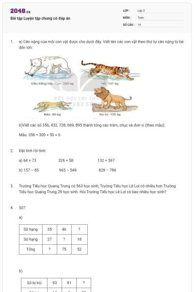 Bài tập Luyện tập chung có đáp án