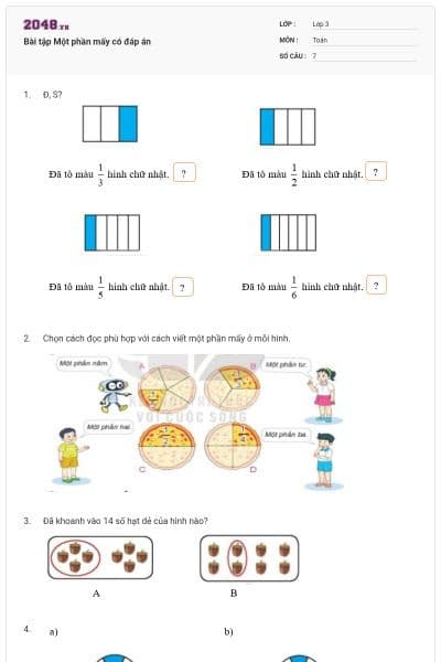 Bài tập Một phần mấy có đáp án