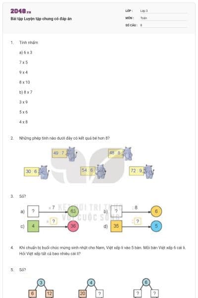 Bài tập Luyện tập chung có đáp án