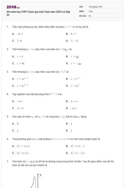 Đề minh họa THPT Quốc gia môn Toán năm 2023 có đáp án