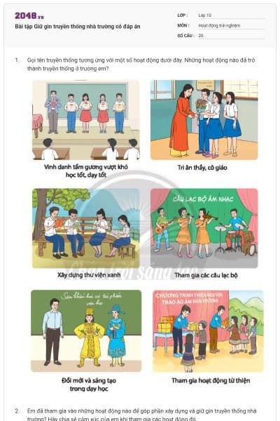 Bài tập Giữ gìn truyền thống nhà trường có đáp án