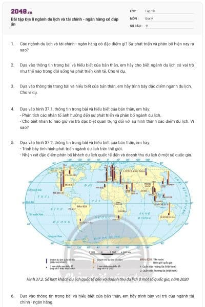 Bài tập Địa lí ngành du lịch và tài chính - ngân hàng có đáp án