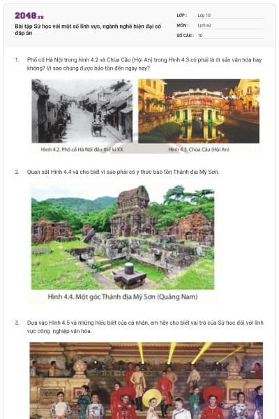 Bài tập Sử học với một số lĩnh vực, ngành nghề hiện đại có đáp án