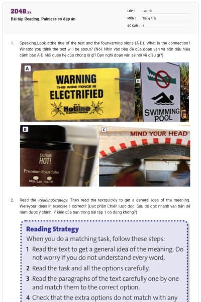 Bài tập Reading. Painless có đáp án