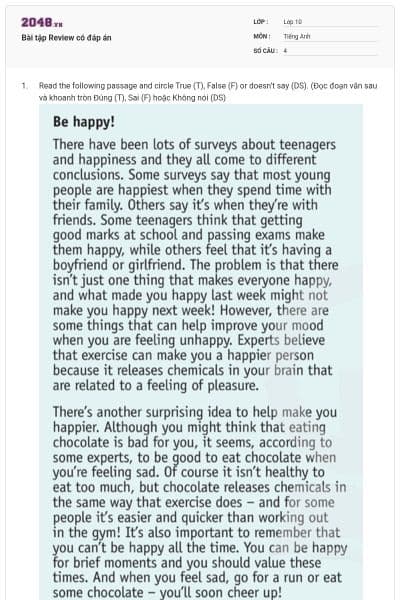 Bài tập Review có đáp án