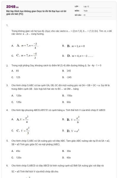 Bài tâp Hình học không gian Oxyz từ đề thi Đại học có lời giải chi tiết (P3)