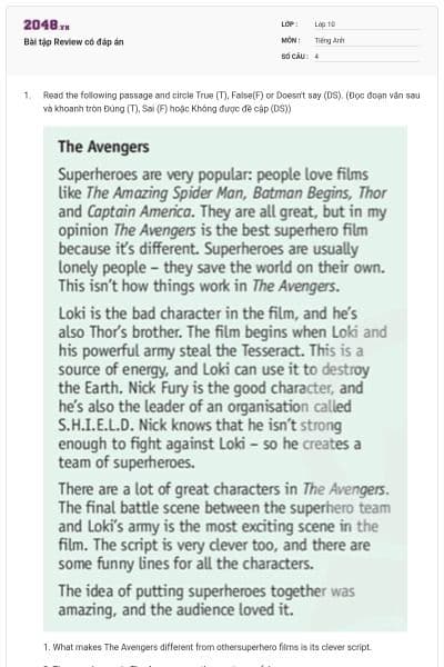 Bài tập Review có đáp án
