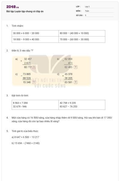 Bài tập Luyện tập chung có đáp án