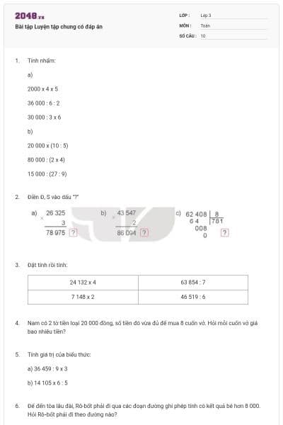 Bài tập Luyện tập chung có đáp án