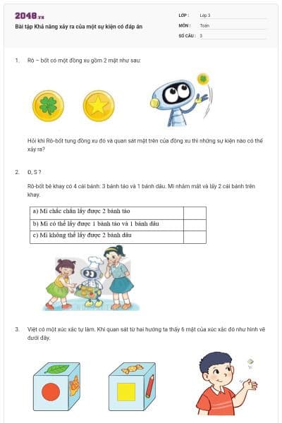 Bài tập Khả năng xảy ra của một sự kiện có đáp án