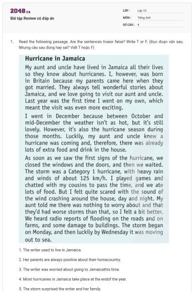 Bài tập Review có đáp án