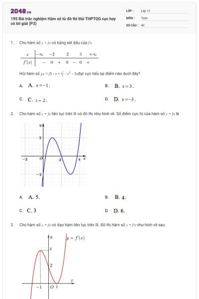 195 Bài trắc nghiệm Hàm số từ đề thi thử THPTQG cực hay có lời giải (P3)