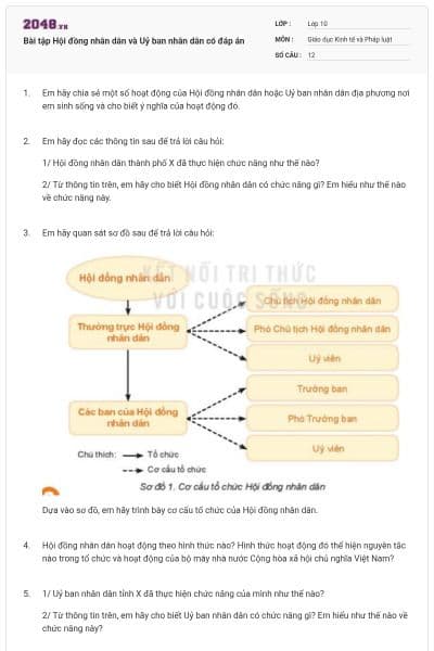 Bài tập Hội đồng nhân dân và Uỷ ban nhân dân có đáp án