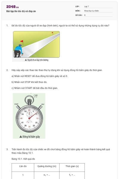 Bài tập Đo tốc độ có đáp án