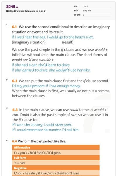 Bài tập Grammar Reference có đáp án