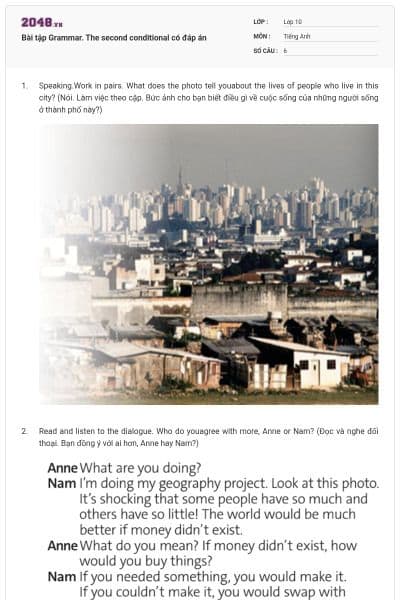 Bài tập Grammar. The second conditional có đáp án