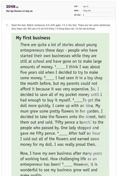 Bài tập Review có đáp án