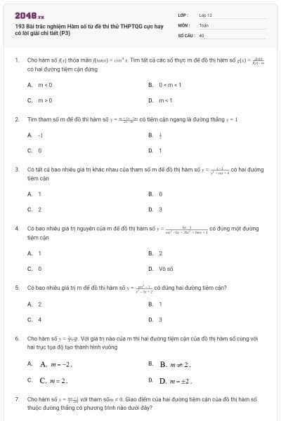 193 Bài trắc nghiệm Hàm số từ đề thi thử THPTQG cực hay có lời giải chi tiết (P3)