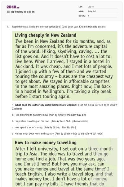 Bài tập Review có đáp án