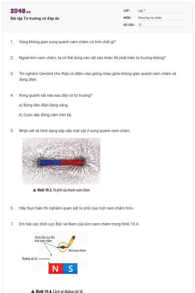 Bài tập Từ trường có đáp án