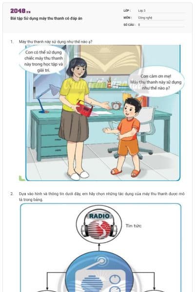 Bài tập Sử dụng máy thu thanh có đáp án