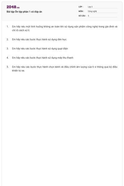 Bài tập Ôn tập phần 1 có đáp án