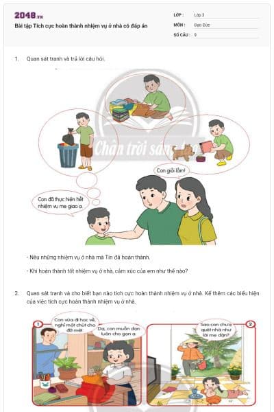 Bài tập Tích cực hoàn thành nhiệm vụ ở nhà có đáp án