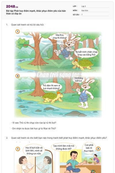 Bài tập Phát huy điểm mạnh, khắc phục điểm yếu của bản thân có đáp án