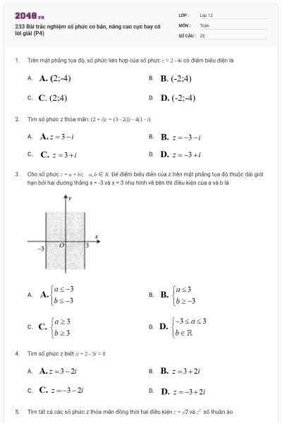 233 Bài trắc nghiệm số phức cơ bản, nâng cao cực hay có lời giải (P4)